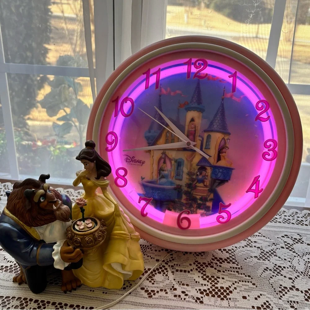 Disney Pink and Purple Illuminated Castle Wall Clock